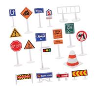Didiseaon Mini Traffic Sign for Plastic Road Sign Simulation Model Educational Traffic Cognition Play for Boys and Vehicle Scene Pretend Play Safe and Sturdy Learning Barricades