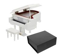 Didiseaon Mini White Grand Piano Music Box 14x11x9cm Melody, Portable Hand-held Desktop Music Box Decoration, Gift for Birthday and Home Décor