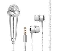 Didiseaon Mini Wired Microphone for Phone, Portable Condenser Vocal Mic with Cable, Small Recording Microphone for Karaoke and Chatting, Compatible with Mobile Phones and Laptops, White