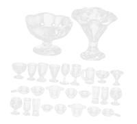 Didiseaon Miniature Dessert Cup Set for Doll House Kitchen Decor Plastic Mini Tableware Models with Realistic Colors Props for Tiny House Dining and Pretend Play