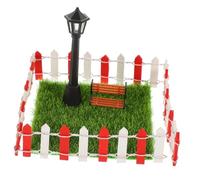 Didiseaon Miniature Street Lamp and Park Bench with Lawn and Fences Realistic Dollhouse Garden Ornaments for Outdoor Micro Landscape DIY Craft and Photography Props Random Color