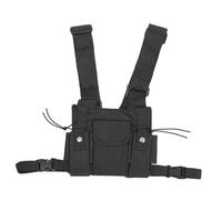 Didiseaon Multifunctional Adjustable Chest Bag Vest for Men Three Front Pockets Reflective Safety Design Tactical Radio Case Pack Small Black for Outdoor Security