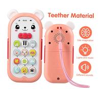Didiseaon Musical Baby Phone Toy for Toddlers Interactive Simulation Cell Phone with Sound Light Educational Toy for 1 Year Soft Pink Early Learning