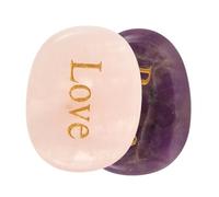 Didiseaon Natural Amethyst Agate Chakra Healing Stones with Engraved Inspirational Words Polished Crystal Palm Stones for Meditation Anxiety Relief and Mental