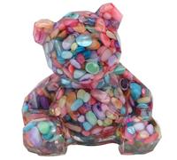 Didiseaon Natural Crystal Gravel Bear Ornament Epoxy Resin Rough Stone Figurine Decorative Home Accent for Living Room and Office