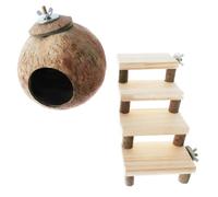 Didiseaon Nest to for Health, Decorative Pets and Protects Fall 2pcs Wooden Coconut Shell, Resistant Hamster Small Animals