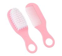 Didiseaon Newborn Hair Brush and Massage Comb Set in Pink with Soft Bristles and Plastic Handle, Smooth to Use and Promote Blood Circulation, for Infant Scalp Care