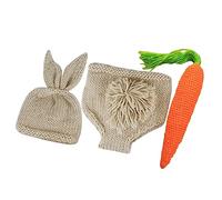 Didiseaon Newborn Photography Outfit Set Crochet Knit Hat Pants with Bunny Ears and Tail Photo Props for Months Boy Girl Comfortable Breathable Clothes