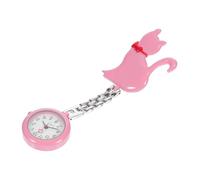 Didiseaon Nurse Hanging Watch Portable Clip-on Pocket Watch Cute Pink Cat Medical Professional Accessory for Nurses Healthcare Workers