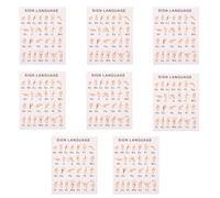 Didiseaon of Gesture Language Learning Posters White Paper Educational Tool Visual Aid 8 Sheets Wall Decoration for Classroom and Game Rooms for Students