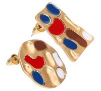Didiseaon Oil-dripping Earrings Funky Art Earrings for Women Unique Jewelry Plate Shaped Fun Gifts for Artists Teens Cool Women's