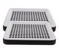Didiseaon Open Space Trainer and Detachable Grids with Double-layer Design Rabbit Litter Box 2pcs Black Plastic Pet Potty Easy to Carry for Small Pets and Hamsters for Rabbit Cage