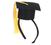 Didiseaon Pet Graduation Cap for Cats and Dogs, Yellow Felt Doctoral Cap with Tassel Hair Accessories, Comfortable and Easy to Wear Headband for Parties and Pet Shows