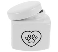 Didiseaon Pet Memorial Ceramic Urn for Cats and Dogs 500Ml White with Black Heart Paw Print Sealed Ashes Keepsake Box for Pet Burial and Cremation Funeral