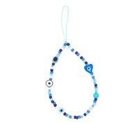 Didiseaon Phone Lanyard Blue Beaded Mobile Hanging Rope with Eye Charm and Anti-lost Function for Daughters and Friends Practical Wrist Strap