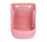 Didiseaon Pink Ceramic Rabbit Food Bowl with Fixable Hanging Hay Rack, Anti-turn and Anti-bite Design, Easy to Install and Clean, Suitable for Small Animals like Rabbits and Chinchillas
