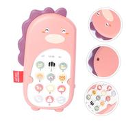 Didiseaon Pink Dinosaur Phone for Months Chewable Cartoon Mobile with Vibration Early Learning Bilingual Imitation Phone for Hand-eye Coordination and Fun Play