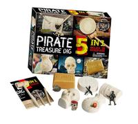 Didiseaon Pirate Archaeology Digging Toy Set for Kids 5-in-1 Educational Excavation Tool Kit DIY Puzzle Plaything for Children Early Learning Science Activity