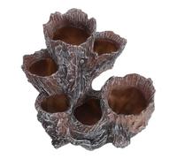 Didiseaon Planter Enhanced Drainage Succulent Rustic Driftwood Resin Pot with 6-hole Tree Root Design Compact Multi-compartment Flower Pot for Indoor Decorative Display and Window Sill