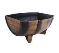Didiseaon Plastic Barrel Planter, Rustic Half Barrel Flower Pot in Pp with Raised Feet, Weatherproof and Portable, Flower Plant Container for Backyard or Indoor Garden Decor