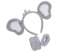 Didiseaon Plush Koala Ears Hair Hoop 3Pcs Set with Wrist Bands Grey Koala Animal Headband for Halloween Cosplay Jungle Party Favors and Forest Theme Accessories