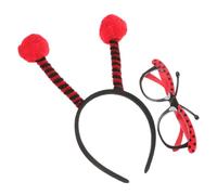 Didiseaon Plush Ladybug Ear Headband Lightweight Party Headdress for Women and Cute Cosplay Hair Accessory for Halloween Valentine Day Birthday Celebrations