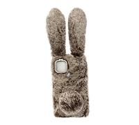 Didiseaon Plush Rabbit Ears Phone Case Soft Tpu Premium Plush Protector for Pixel Chic Fluffy Design Comfortable Grip Precise Cutouts for Easy Access Brown