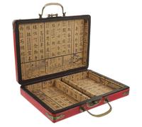 Didiseaon Portable Mahjong Storage Container Wooden Mahjong Case Vintage Style Pu Material with Buckle Design Tight Sealing Multi-functional Use for Home and Travel
