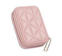 Didiseaon Portable Makeup Bag Lipstick Storage Case with Mirror, Anti-Drop Pink Cattlehide Cosmetic Pouch for Travel and Daily Use