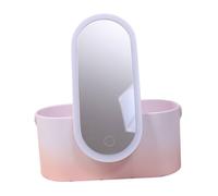 Didiseaon Portable Pink Makeup Box Organizer with High Definition LED Mirror and Abs Material, Compact Cosmetic Holder for Desktop Use and Travel, Gift for Female Friends and Mothers