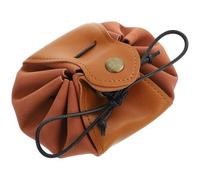 Didiseaon Portable Vintage PU Leather Drawstring Purse Coin Pouch for Small Accessories and Jewelry, Easy to Open and Close Brown Storage Bag for Everyday Use