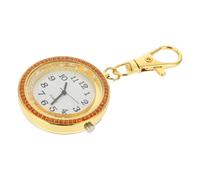 Didiseaon Quartz Keychain Hanging Watch with Colorful Crystal Dial, Portable Unisex Pocket Watch with Gold Tone Key Ring, Suitable for Students and Doctors