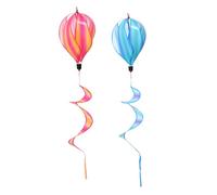 Didiseaon Rainbow Hot Air Balloon Windmill Ornaments for Garden Party Decorations, 2pcs Hanging Windsocks in Cloud Blue and Pink, Outdoor Rotating Yarn Decorations for Festivals and Boys