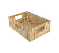 Didiseaon Rattan Weaving Desktop Basket Storage Bucket Sundries Basket Beige Handheld Home Storage Container under The Table Organizer
