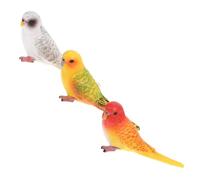 Didiseaon Realistic Parakeet Figurines 3pcs Set, Lifelike Miniature Bird Models in Yellow White Red, Solid Resin Bird Garden Decor for Home Display and Collectible Animal Simulation