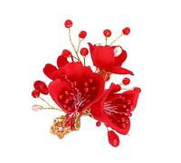 Didiseaon Red Flower Hairpin Handmade Party Hair Accessory for Women Flower Hairpin for Hawaii Daily Life Appointment