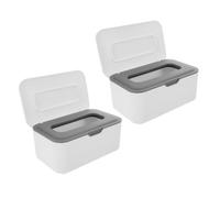 Didiseaon Refillable Wipe Dispenser Box with Lid, Dustproof Baby Wipe Holder for Bathroom and Travel, Sturdy Grey Storage Container 2pcs Set