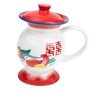 Didiseaon Retro Ceramic Tea Cup with Lid Old Fashioned Home Water Cup Vintage Style Mug for Coffee Tea and Decorative and Friends