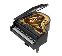 Didiseaon Retro Piano-shaped Mini Hand Crank Music Box with Timeless Mechanical Operation and Authentic Piano Tones, Black Plastic and Metal Desktop Accent, Valentine’s Day Gift for Pianist