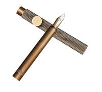 Didiseaon Retro Portable Brass Fountain Pen Fine Tip with Ink for Calligraphy and Writing Elegant Lipstick Pen for Students Artists Office School Use