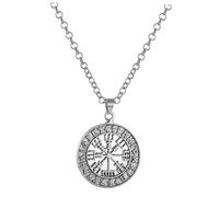 Didiseaon Retro Viking Necklace for Men Clavicle Chain Alloy Pendant Double-sided Hollow Nordic Style Neck Jewelry for Parties and