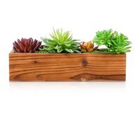 Didiseaon Retro Wooden Succulent Planter Box Rectangular Carbonized Wood Flower Pot for Indoor Outdoor Gardening Rustic Wood Plant Holder for Balcony Herbs and Green Plants