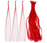 Didiseaon Reusable Garlic Mesh Bags 50Pcs PE Red Storage Net Bags for Garlic Produce Transportation Secure Closing Easy Opening 15.75X9.84X9.84In