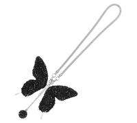 Didiseaon Rhinestone Butterfly Car Interior Pendant Bling Rearview Mirror Charm for Women Black Hanging Car Mirror Decor with Loop Easy Installation Sparkling Luxury