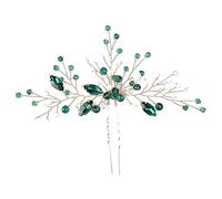 Didiseaon Rhinestone U Shaped Bridal Hairpin Elegant Green Crystal Hair Stick for Women for Weddings Parties and Special Occasions Hair Accessory