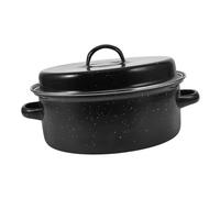 Didiseaon Roaster Pan with Lid 24cm Enamel Coated Oval Cooking Pot for Roasting Sweet Potatoes and Meat Household Oven Roasting Pan Suitable for Outdoor and Indoor Use