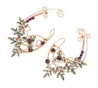 Didiseaon Rose Gold Ear Cuff Earrings for Women Non-piercing Leaf Elf Clip Design Lightweight Handmade Alloy Jewelry for All-day Comfort Elegant Romantic Style for Birthday Casual Wear