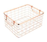 Didiseaon Rose Gold Wire Mesh Basket with Handle Capacity Iron Storage Organizer for Fruits Vegetables Snacks and Sundries Wear Resistant Desktop Fruit Holder for Living and Bedroom
