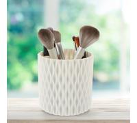 Didiseaon Rotating Makeup Brush Holder Large Capacity 360° Spinning Cosmetic Brush Organizer Portable Storage Bucket for Vanity Desk Bathroom Use White