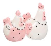Didiseaon Salt and Pepper Shakers Set: 2pcs Salt Shaker Ceramic Hen Chicken Shape Pepper Pink Novelty Spice Holders Funny Serveware Condiment Set for Holiday Dining Table Decor